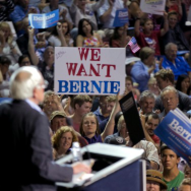 Democratic presidential candidate Sen. Bernie Sanders, I-Vt., speaks at a campaign rally, Monday, July 6, 2015, in Portland, Maine. (AP Photo/Robert F. Bukaty)